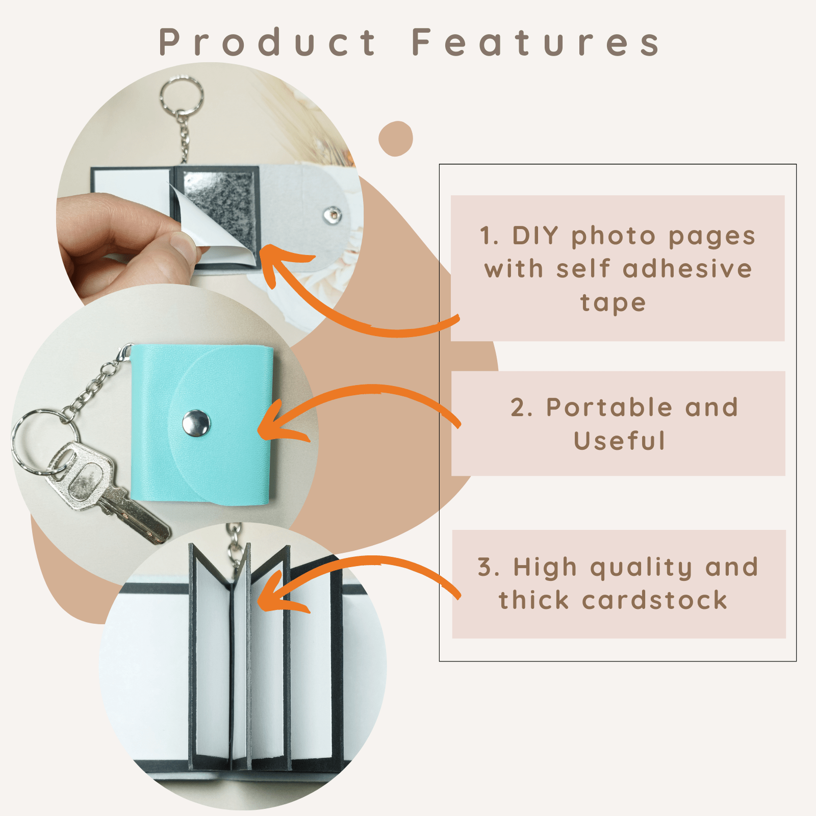 Mini Photo Keychain, Picture Keychains Personalized Album for Family, Boyfriend, Couples, Dog, Friends - uniqicon