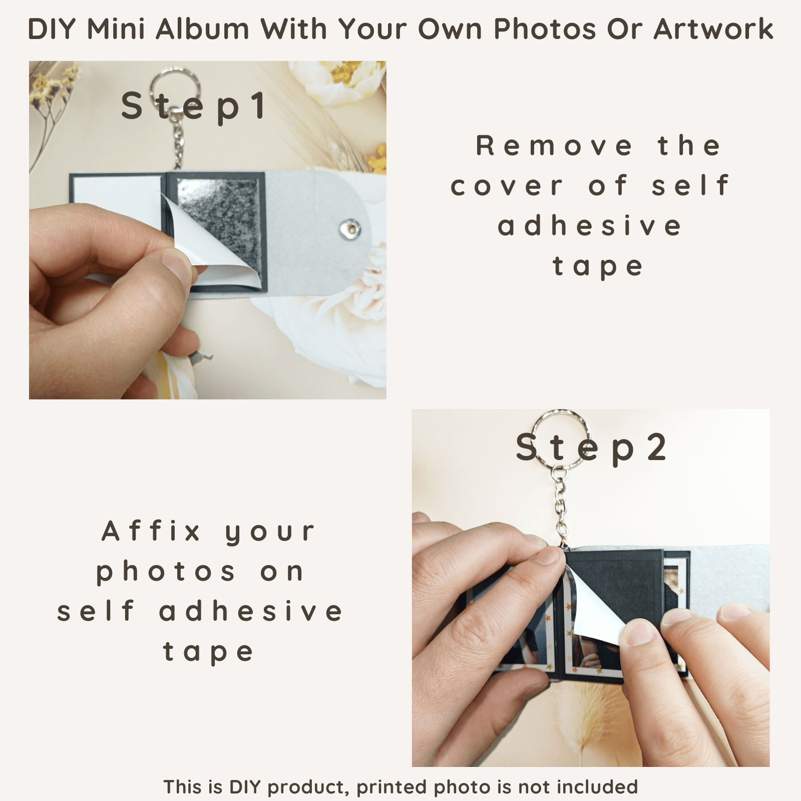 Mini Photo Keychain, Picture Keychains Personalized Album for Family, Boyfriend, Couples, Dog, Friends - uniqicon