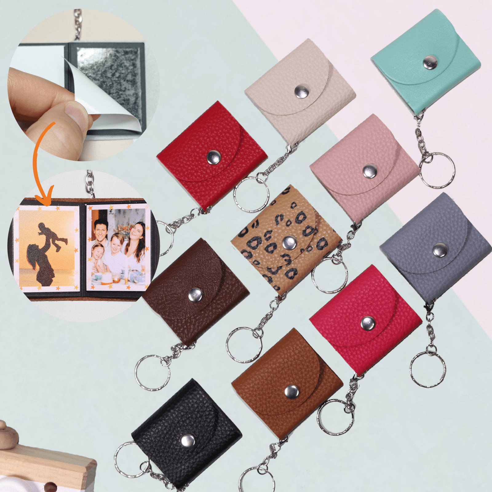 Mini Photo Keychain,Picture Keychains (White) Personalized Album for Family, Boyfriend, Couples, Dog, Friends - uniqicon