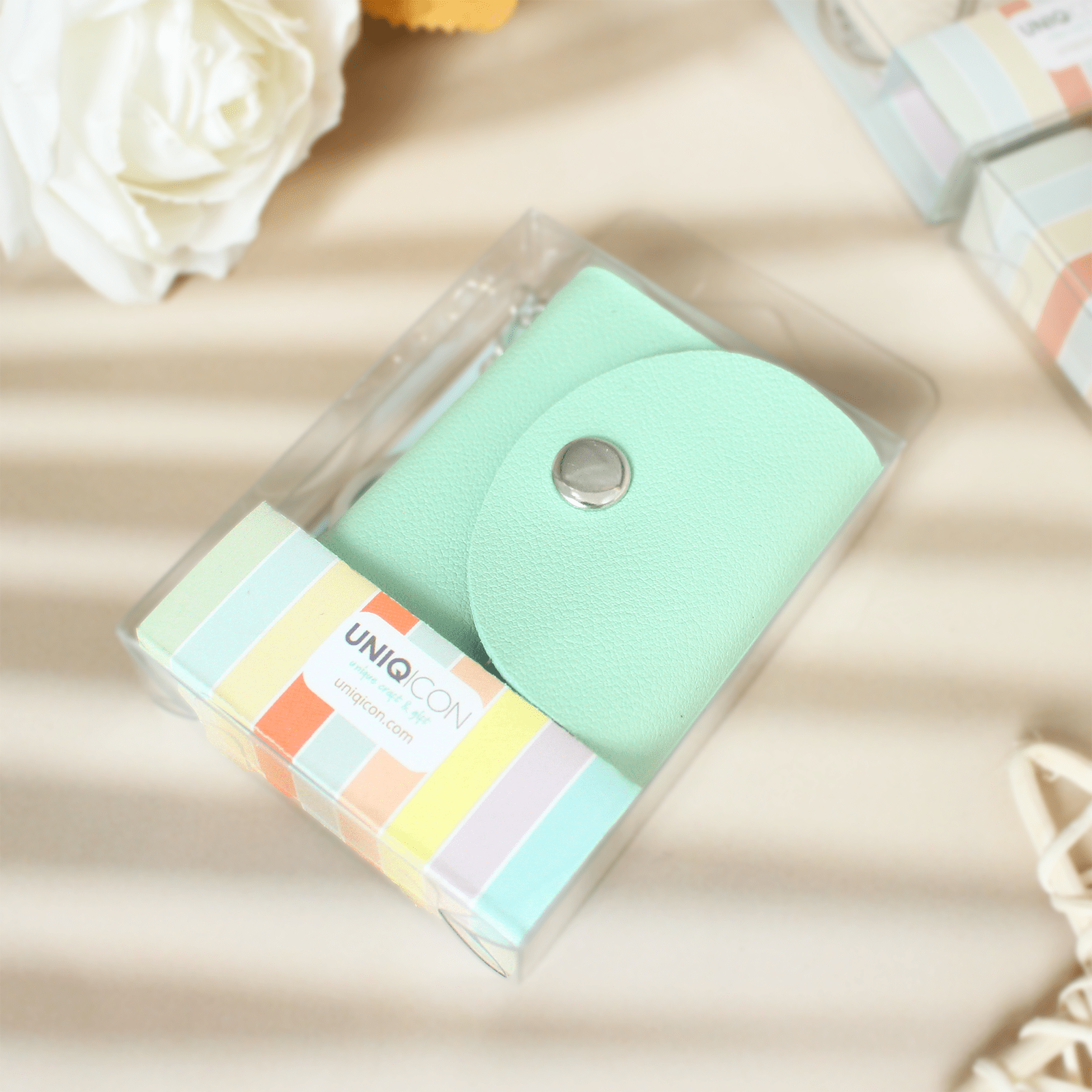 Mini Photo Keychain,Picture Keychains(Tiffany Blue) Personalized Album for Family, Boyfriend, Couples, Dog, Friends - uniqicon