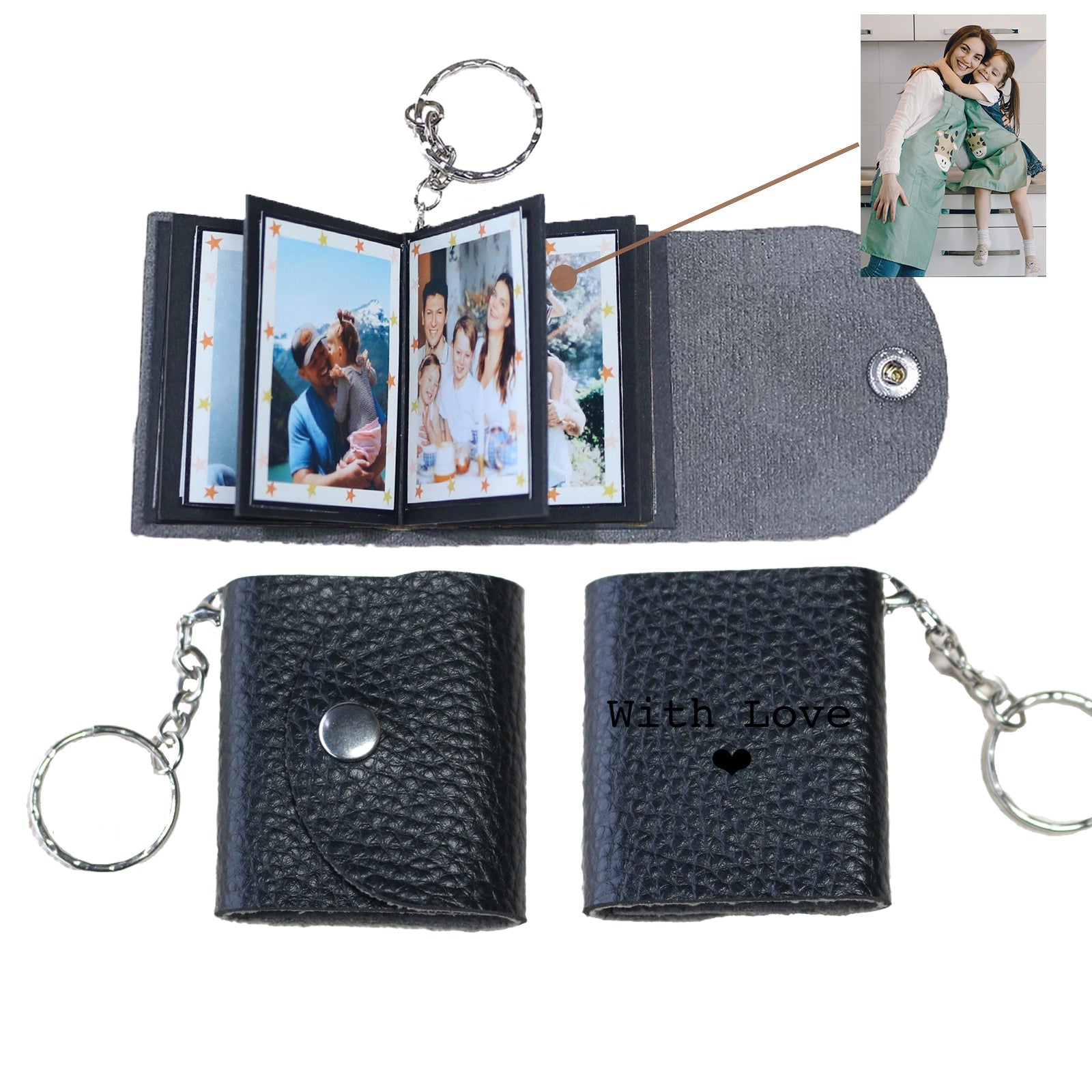 Personalized Mini Photo Keychain, Picture Keychains Personalized Album, Mini Cute Key Ring Keychain with Picture Book for Family, Boyfriend, Couples, Dog, Friends - uniqicon