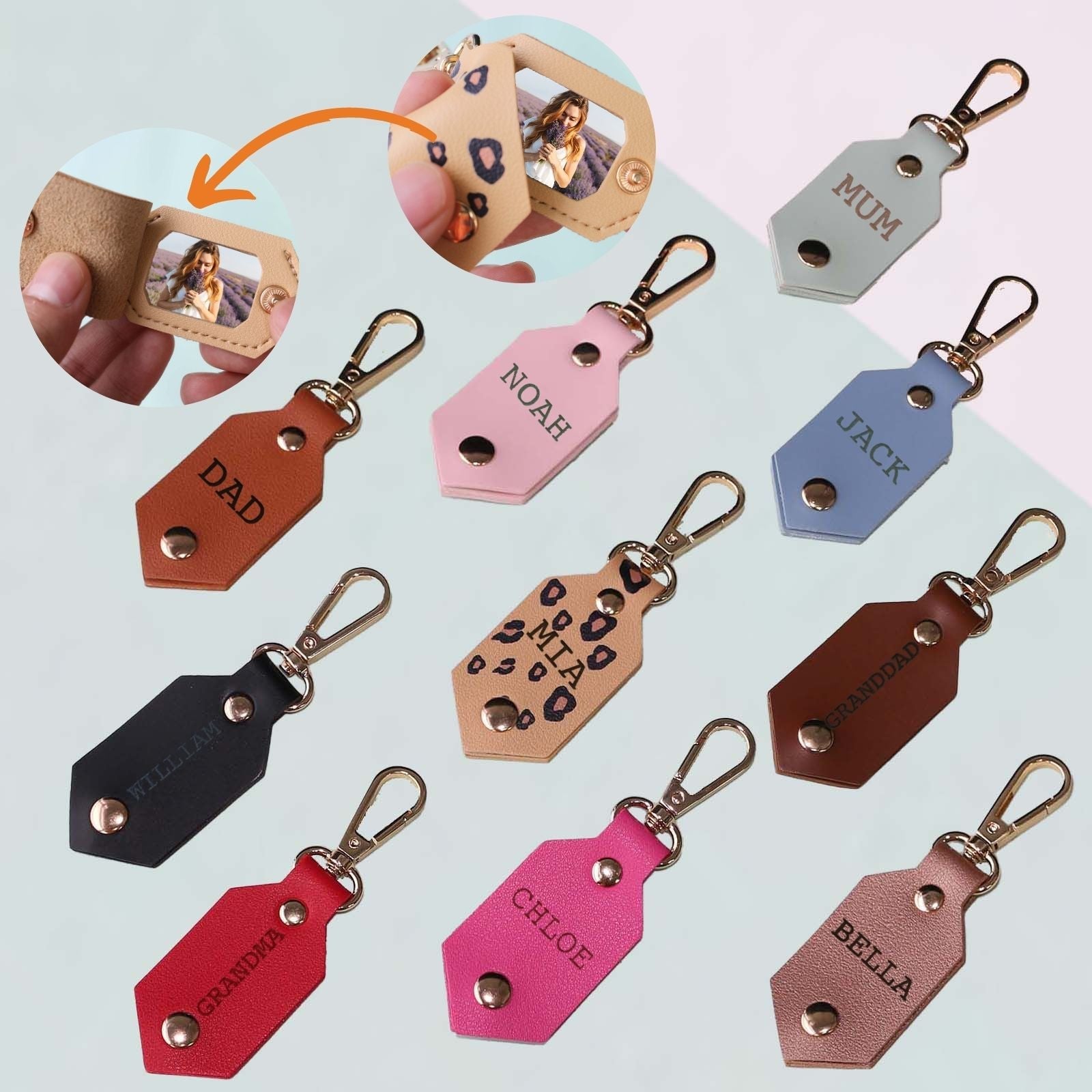 Personalized Picture Key Chains,Custom Keychain With Picture, Llaveros(Tiffany Blue) Personalizados Customized Keychain Gifts For Women Boyfriend Husband Mens - uniqicon