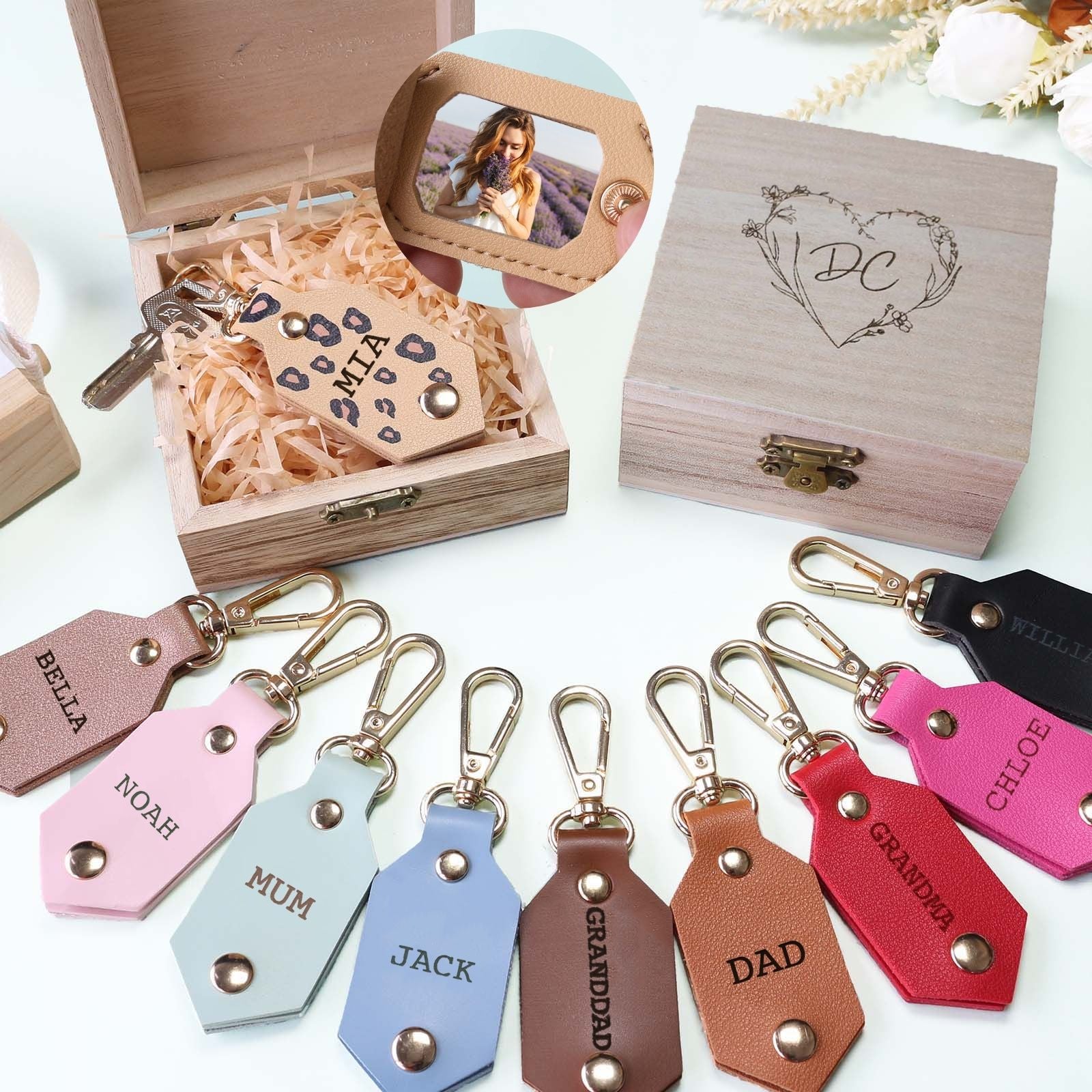 Personalized Picture Key Chains,Custom Keychain With Picture, Llaveros(Tiffany Blue) Personalizados Customized Keychain Gifts For Women Boyfriend Husband Mens - uniqicon