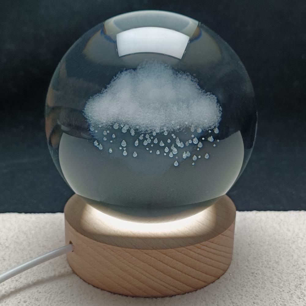 3D Engraving Crystal Ball Cloud LED Light Voice Message Gift Birthday Anniversary Valentine Christmas Graduation Friend Souvenir Corporate Award Recognition Appreciation - uniqicon