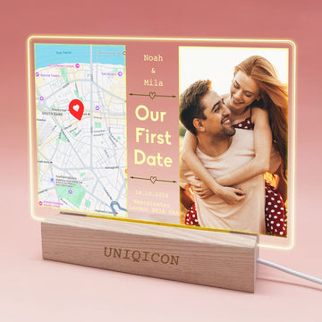 Customised Light Up Picture Frame Where It All Began We Met ,Our First Valentines Day Memories Anniversary Wedding Engagement Night Love Lamp For Girlfriend Couples Wife Women