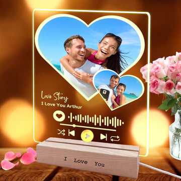 Gifts for Couple, Personalised Spotify Plaque Heart Photo Frame,Anniversary Wedding Gifts for Couples, Custom Music Picture Plaque Birthday Gift for Husband Girlfriend Boyfriend - uniqicon