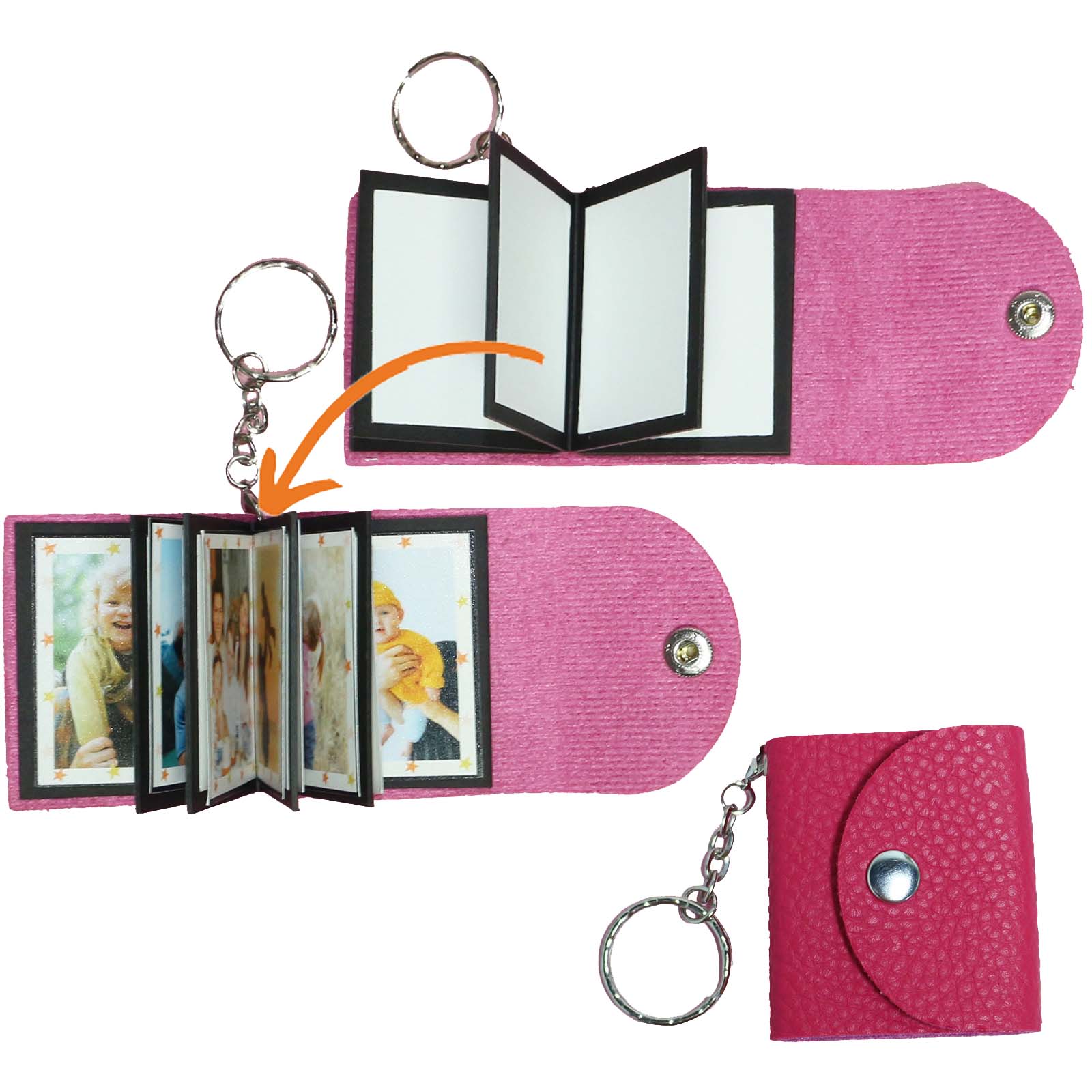 Mini Photo Keychain,Picture Keychains(Light Brown) Personalized Album for Family, Boyfriend, Couples, Dog, Friends - uniqicon