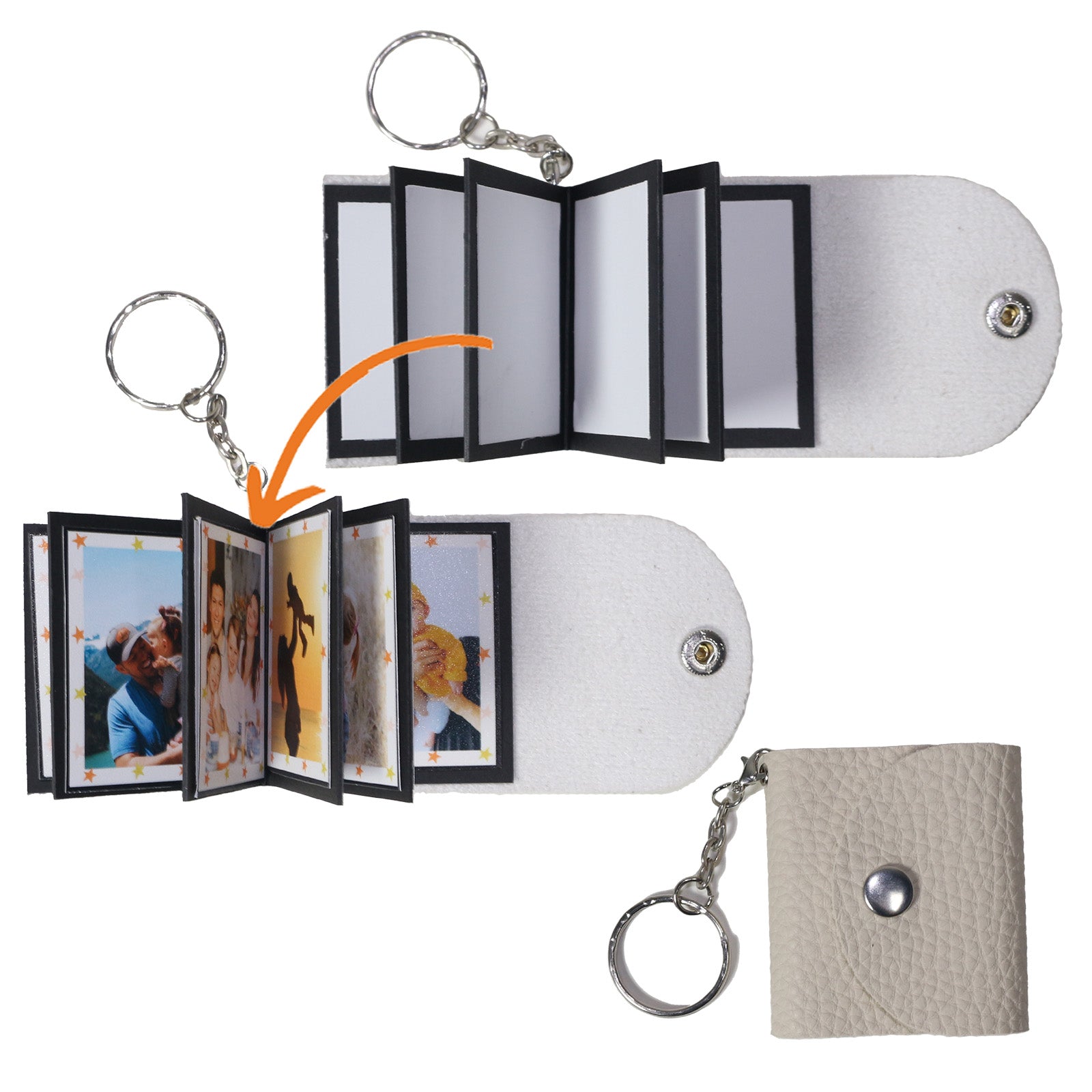 Mini Photo Keychain,Picture Keychains(Light Brown) Personalized Album for Family, Boyfriend, Couples, Dog, Friends - uniqicon