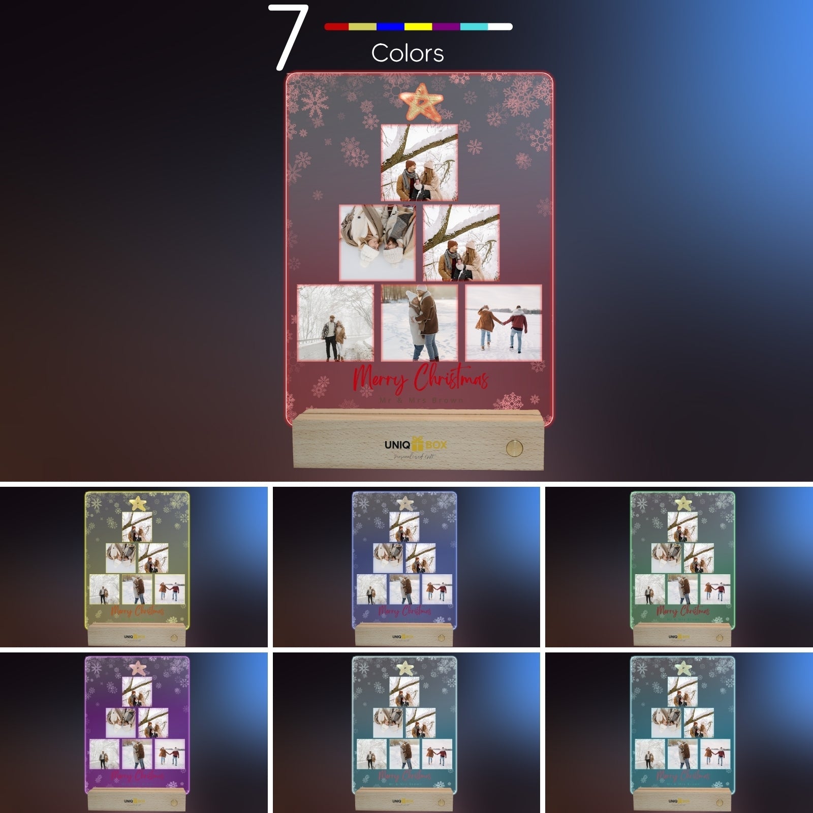 Personalised Christmas Photo Gifts, Light Up Photos Frame, Multiple Pictures Gifts for Women, Boyfriend, Girlfriend, Family, Men, Him, Her, Customised Acrylic Plaque from son daughter - uniqicon