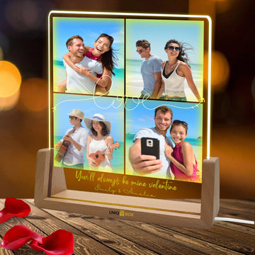 Personalised Multiple Photo Frame Collage,Gifts for Couple, Custom Picture Plaque LED Light, Anniversary Valentines Gift for Him Her, Couples Wedding Gift Husband Wife - uniqicon
