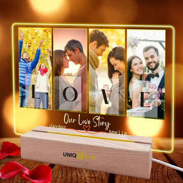Personalised Photo Gifts with LED Picture Frame,Customised Valentines Day Gift for Him Her Boyfriend Mens Couples Husband,Anniversary Wedding Engagement Long Distance Relationship Romantic Decor - uniqicon