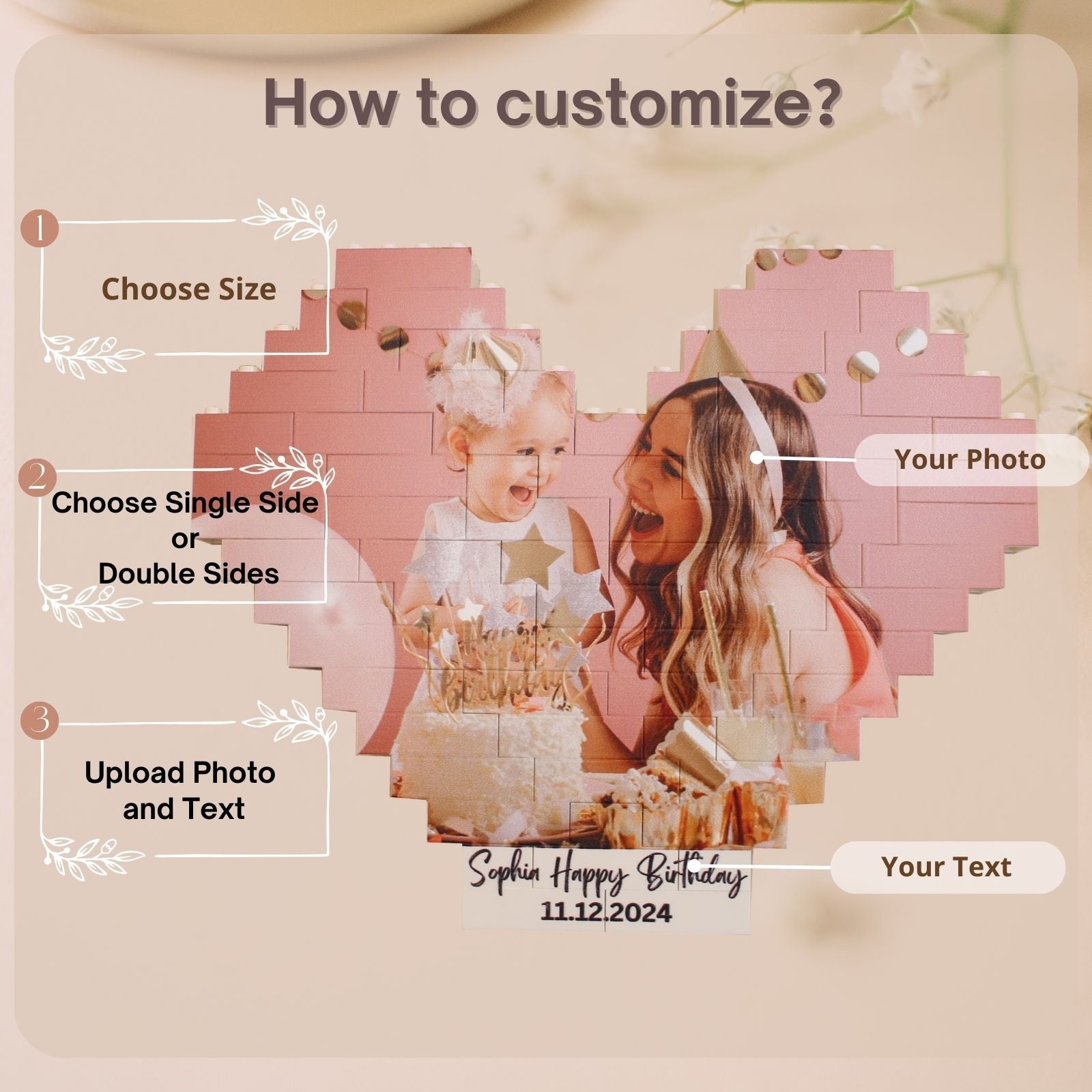 Personalised Photo Puzzle Building Brick Gift, Custom Picture Jigsaw Block, Customised DIY Valentine's Anniversary Birthday Funny Love Gifts for him couple her women dad Christmas fathers wedding day - uniqicon