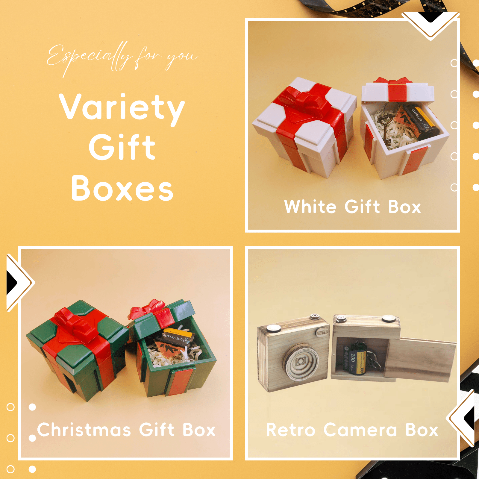 Personalized Customized Memory Retro Camera Film HD Photo Album Film Roll Keychain Spotify Voice Message Creative Birthday Valentine Christmas Graduation Friend Anniversary Gift Souvenir Customized Handmade - uniqicon