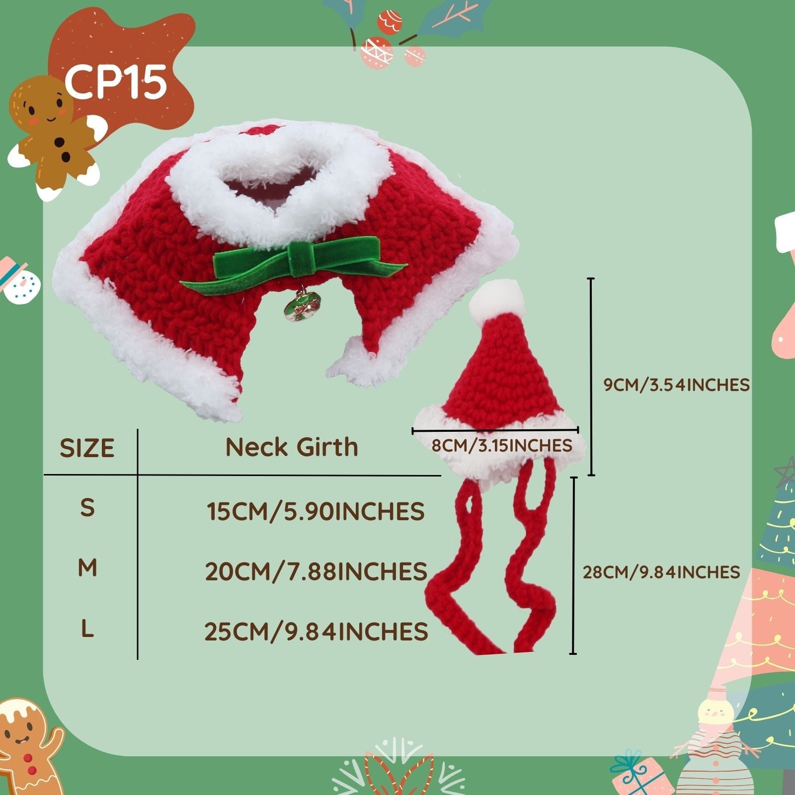 Uniqicon Santa Cat Hat Christmas Costume Dogs Hats Costumes Pets Scarf Outfit Xmas Suit Handmade Knitted Cosplay Pet Clothes Suitable for Large, Medium, and Small Breed - uniqicon